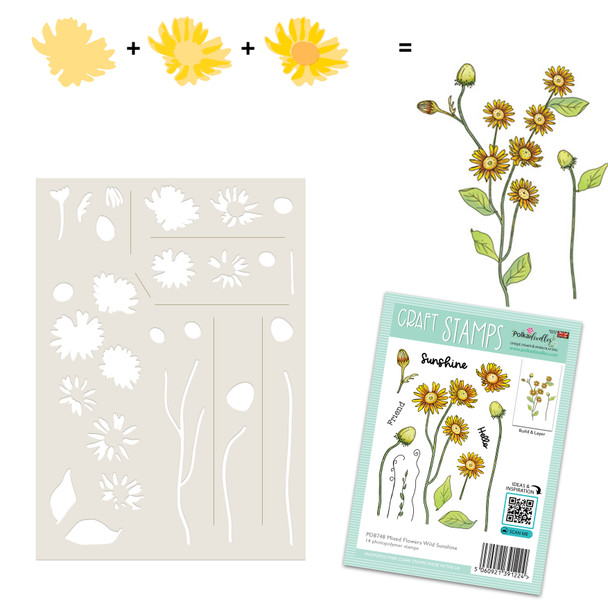 Wild Sunshine Colour & Create stencil - clear craft card making stamps