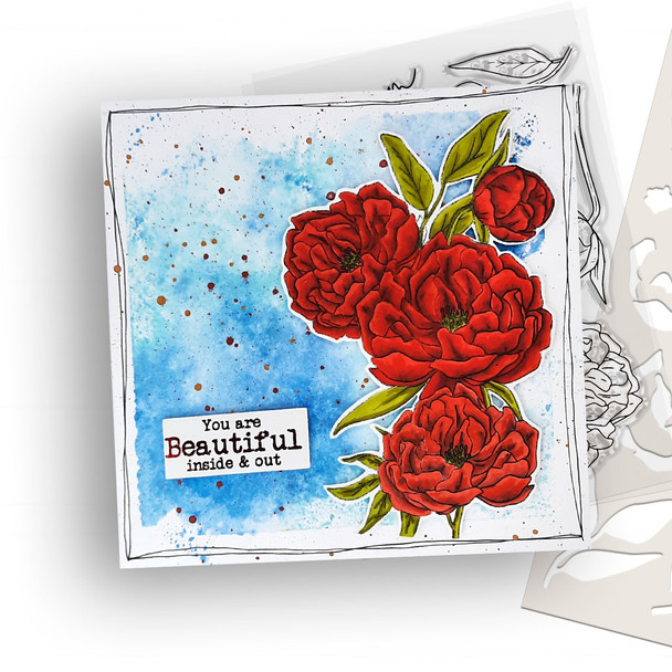 Peony Bloom & Grow clear craft card making stamps