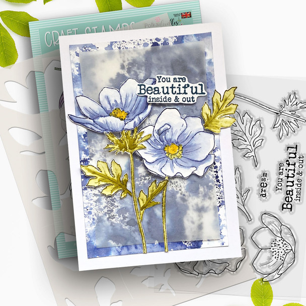 Beautiful Anemone Colour & Create craft card making Stencil