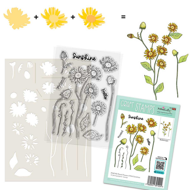 Mixed Flowers Stamp Stencil and Switchables card making craft bundle