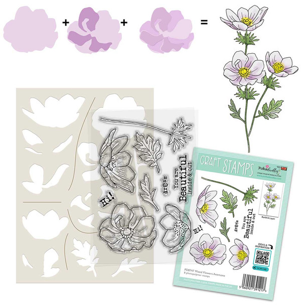 Mixed Flowers Stamp Stencil and Switchables card making craft bundle