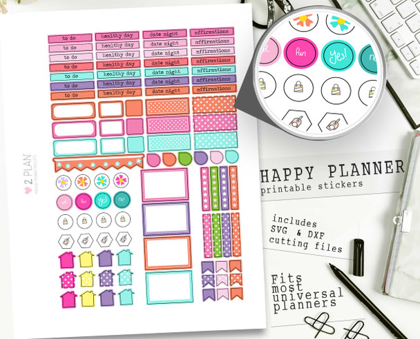 Wanda Cute printable Planner kit. Printable Planner Stickers, Weekly Planner Kit Classic Happy Planner, Printable stickers, cardmaking & crafts