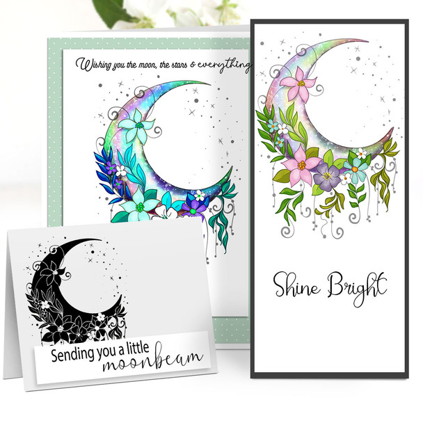 Fantasy Moon -  printable craft digital stamp download, SVG, papers, greetings
