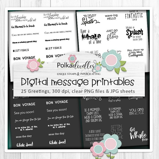 Coral Mermaid -  printable quotes and messages for card making crafts planners