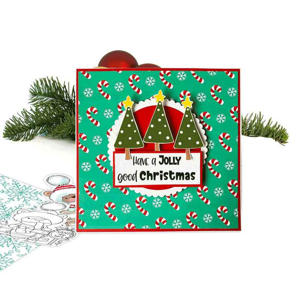 Santa stop here Bella Christmas bear - printable stamp craft card making digital stamp download