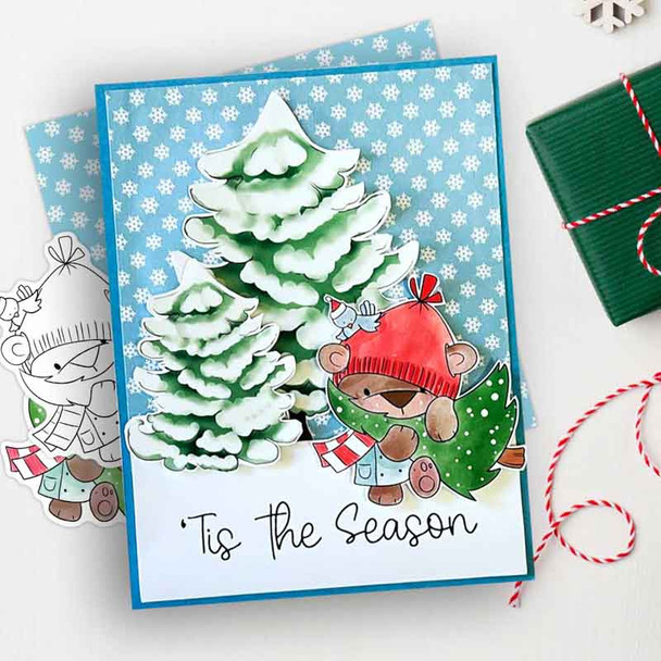 Christmas tree Bella Christmas bear - colour clipart printable stamp craft card making digital stamp download