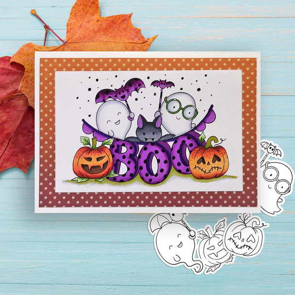 Ghastly Ghost Halloween printable digital stamp craft card making scrapbooking sticker