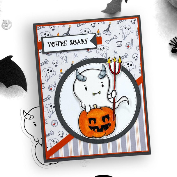 Ghastly Ghost Halloween printable digital stamp craft card making scrapbooking sticker