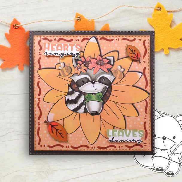 Hello cute Autumn Fall Fox - printable stamp craft card making digital stamp download
