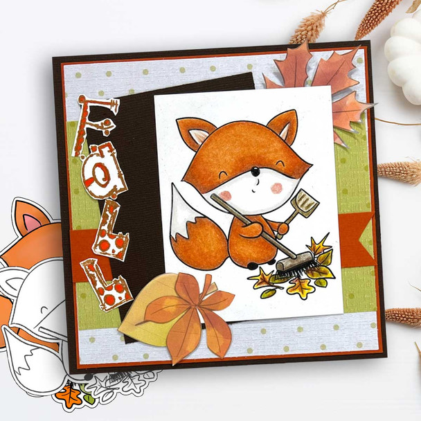 Autumn Fall Freddy Fox printable stamp craft card making digital stamp downloads -