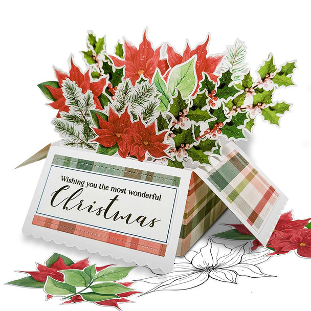 Poinsettia Wreath - printable craft card making digital downloads