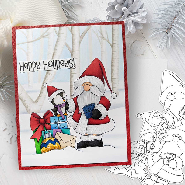 Santa Christmas printable stamp craft card making digital stamp download bundle