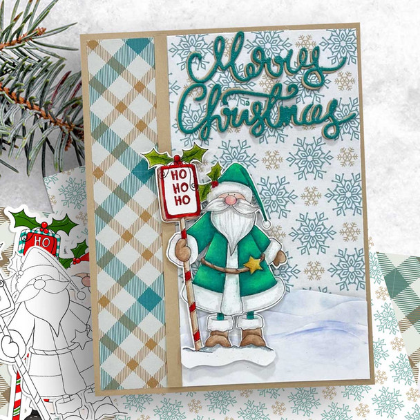Santa Christmas printable stamp craft card making digital stamp download bundle