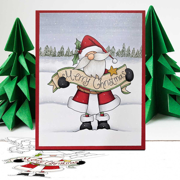 Santa Christmas printable stamp craft card making digital stamps, digital scrapbooking printable stickers download bundle