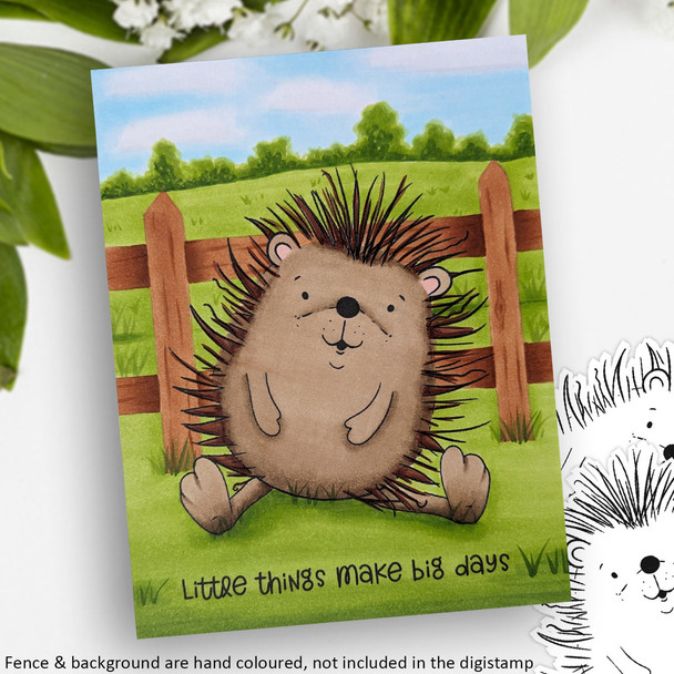 Pickles Hedgehog sitting - Christmas cute printable digital stamp for card making, craft, scrapbooking, printable stickers