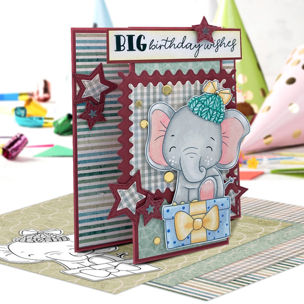 Special Gift elephant printable digital stamp for card making, craft, scrapbooking, printable stickers