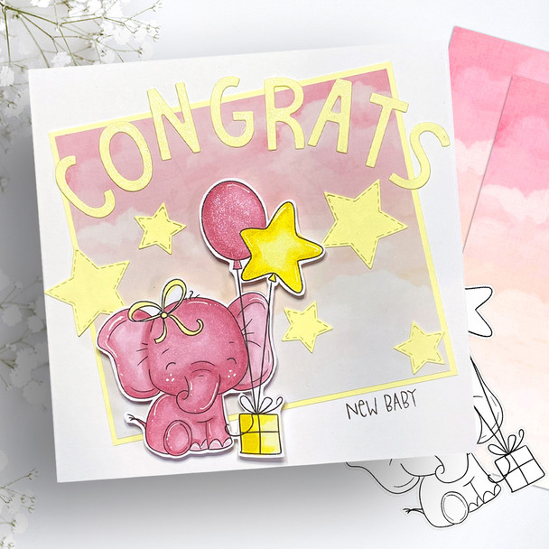 Special Gift elephant printable digital stamp for card making, craft, scrapbooking, printable stickers