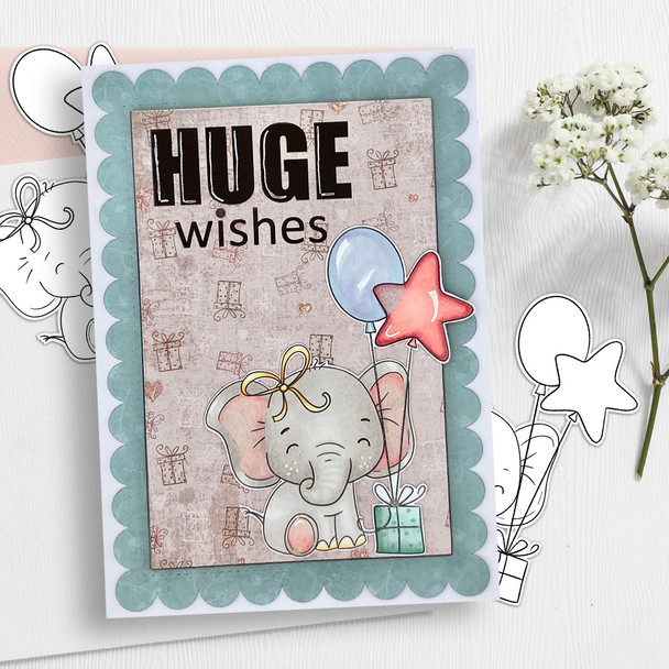 Special Gift elephant printable digital stamp for card making, craft, scrapbooking, printable stickers