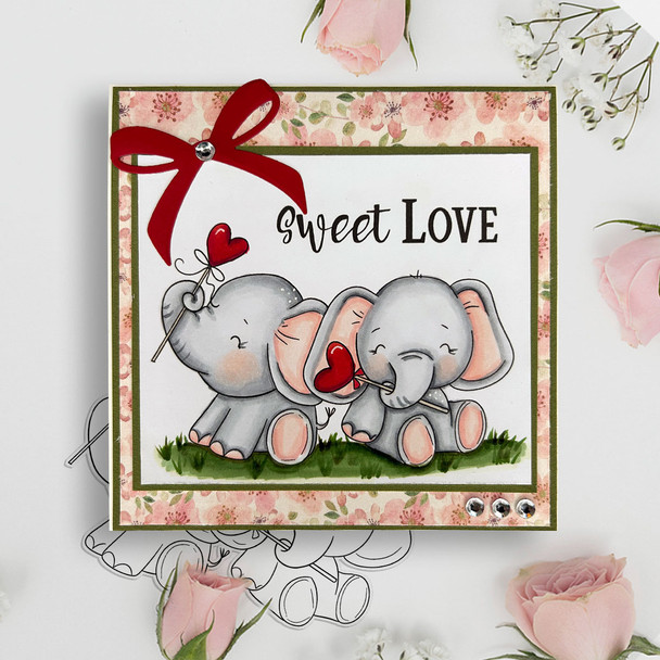 Love Always elephant printable digital stamp for card making, craft, scrapbooking, printable stickers