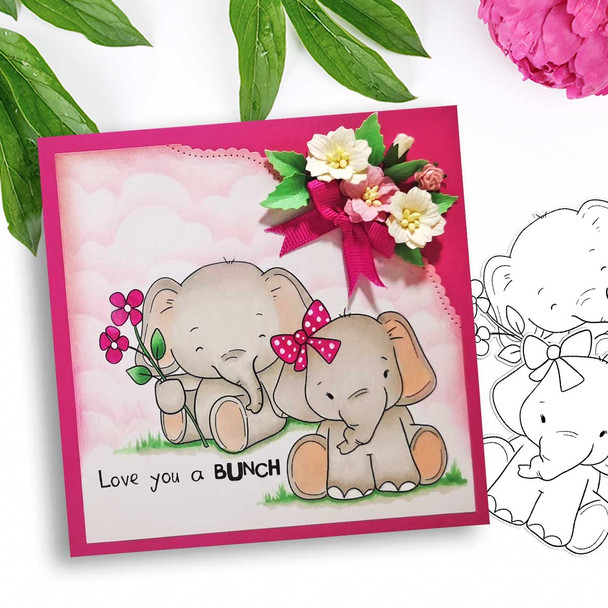 Adorable elephant colour clipart printable digital stamp for card making, craft, scrapbooking, printable stickers