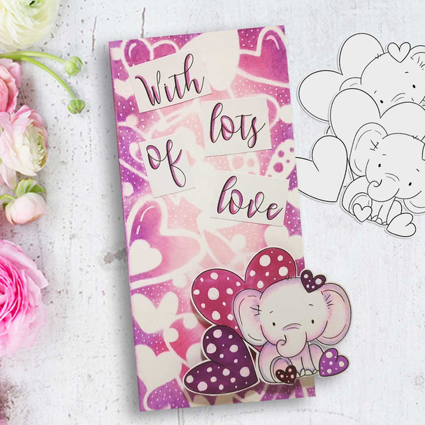 Bundle of Love elephant printable digital stamp for card making, craft, scrapbooking, printable stickers