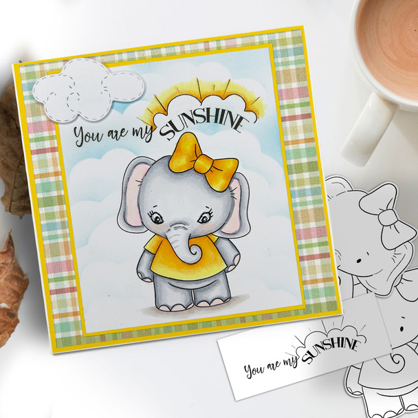 Cute elephant printable digital stamp for card making, craft, scrapbooking, printable stickers