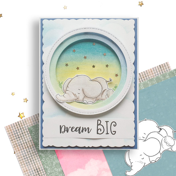 Dream Big elephant colour clipart printable digital stamp for card making, craft, scrapbooking, printable stickers