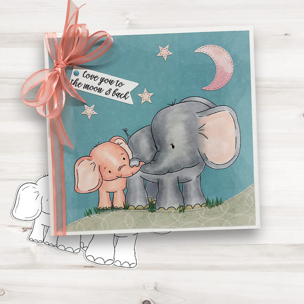 Family Love elephant printable digital stamp for card making, craft, scrapbooking, printable stickers