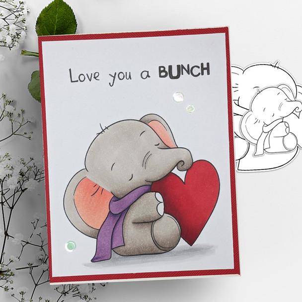Love You elephant printable digital stamp for card making, craft, scrapbooking, printable stickers