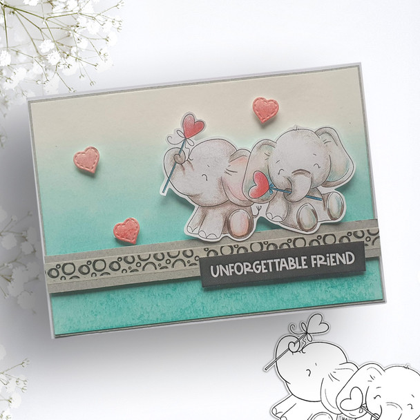 Tons of Love and More - cute elephant printable stamp craft card making digital stamps - BIG KAHUNA download bundle