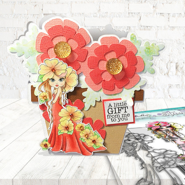 Primrose Darling Bud  flower girl  - Clear Polymer stamp set