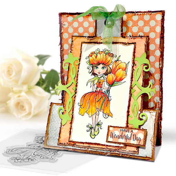 Tulip Darling Bud flower girl - Clear Polymer stamp set