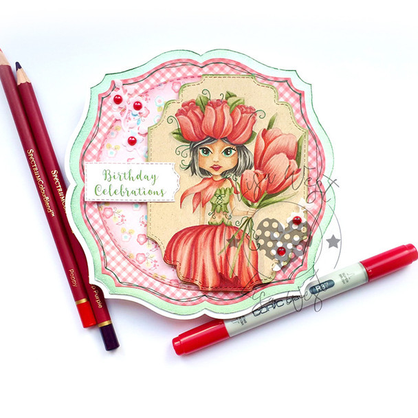 Tulip Darling Bud flower girl - Clear Polymer stamp set