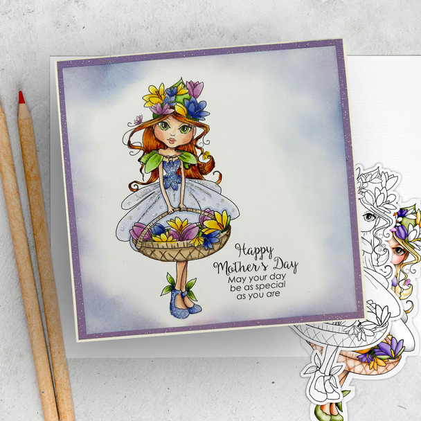 Crocus flower girl Darling Buds - printable digital stamp for card making, craft, scrapbooking, printable stickers