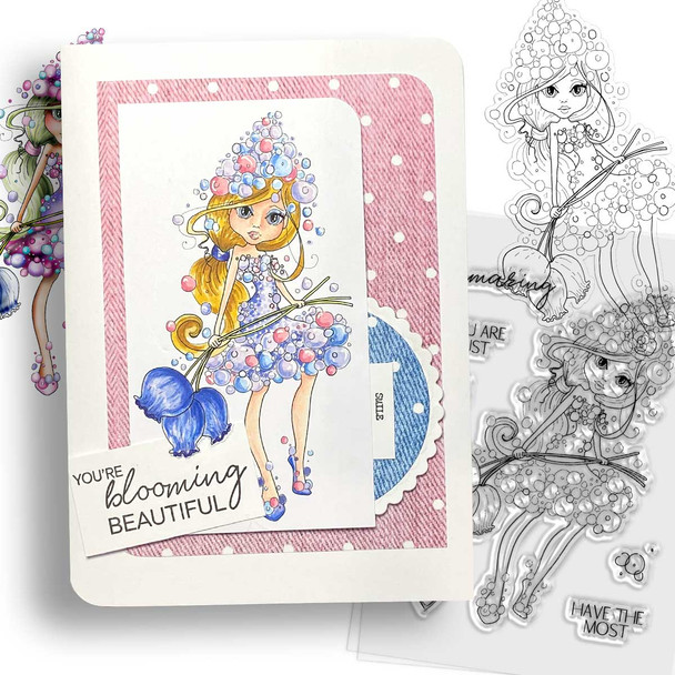 Hyacinth flower girl Darling Buds - printable digital stamp for card making, craft, scrapbooking, printable stickers