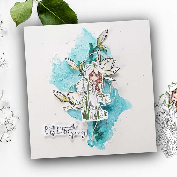 Snowdrop flower girl Darling Buds - colour clipart printable digital stamp for card making, craft, scrapbooking, printable stickers