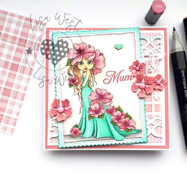 Primrose flower girl Darling Buds - printable digital stamp for card making, craft, scrapbooking, printable stickers