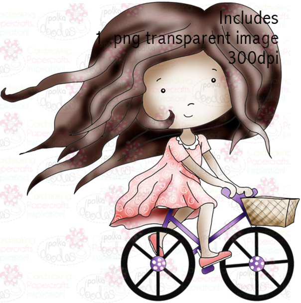 Cycling Girl  digital stamp download