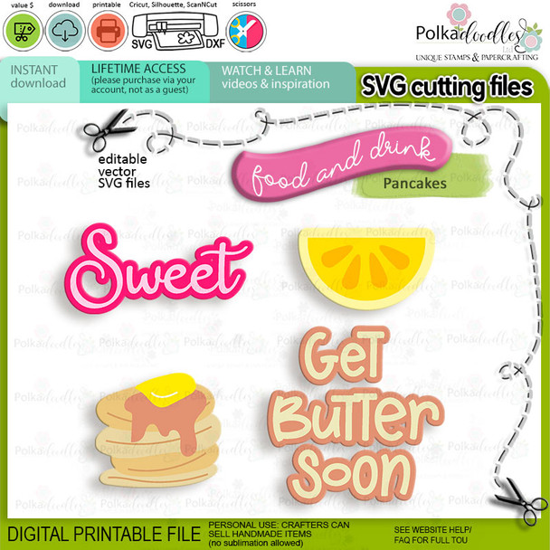 Pancakes  Food and Drink digital stamps and SVG cutting files Big bundle - Pancake-waffles-food-kitchen-baking-printable-digital-stamp-svg-cutting-files-cricut-silhouette-craft-card-making-scrapbook-stickers