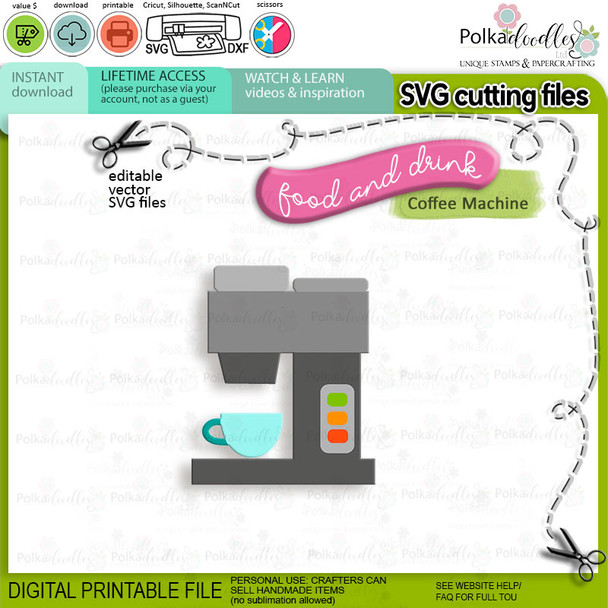 coffee machineFood and Drink digital stamps and SVG cutting files Big bundle - Pancake-waffles-food-kitchen-baking-printable-digital-stamp-svg-cutting-files-cricut-silhouette-craft-card-making-scrapbook-stickers