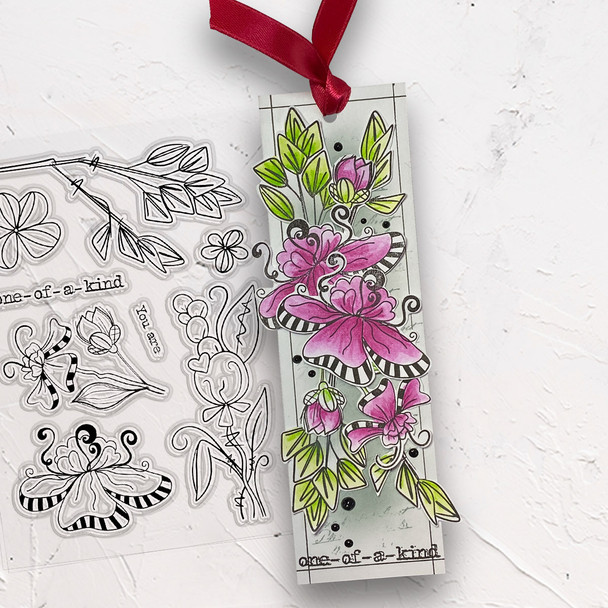 One of a Kind Flowers Clear Stamp for mixed media card making craft