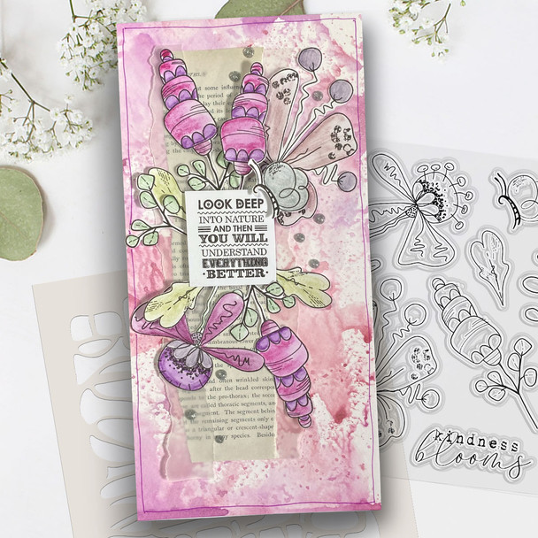 One of a Kind bundle - Clear Stamps and Stencils for mixed media card making craft