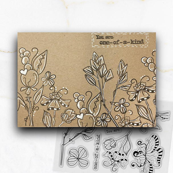 One of a Kind bundle - Clear Stamps and Stencils for mixed media card making craft