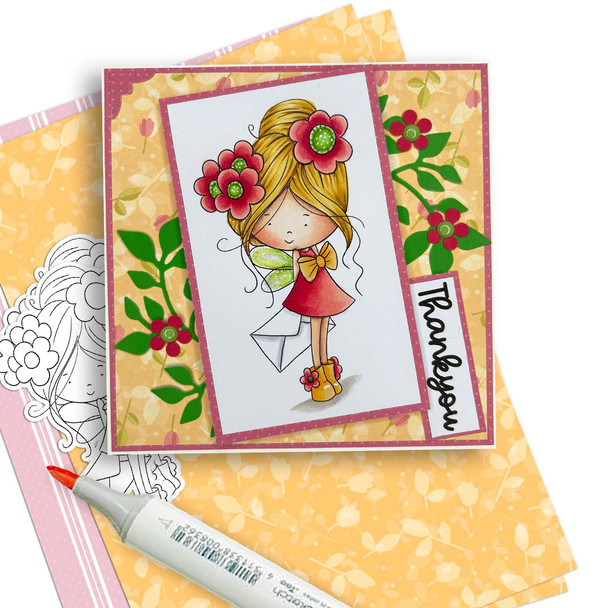 Message Letter Fairy Winnie Daisy printable digital stamp colouring card making crafts scrapbooking sticker with SVG print and cut outline