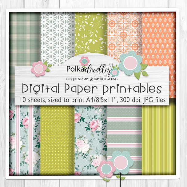 Paper Patterns 3 - Winnie Daisy Fairy printable digital stamps clipart card making crafts scrapbooking sticker with SVG print and cut outline