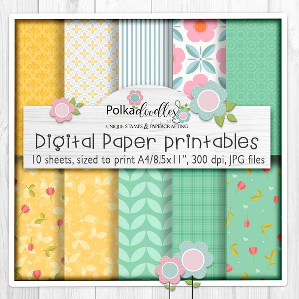 Paper Patterns 4 - Winnie Daisy Fairy printable digital stamps clipart card making crafts scrapbooking sticker with SVG print and cut outline