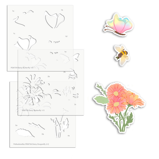 Daisy Butterfly Wings Colour & Create Layering Stencils for Card making Crafts