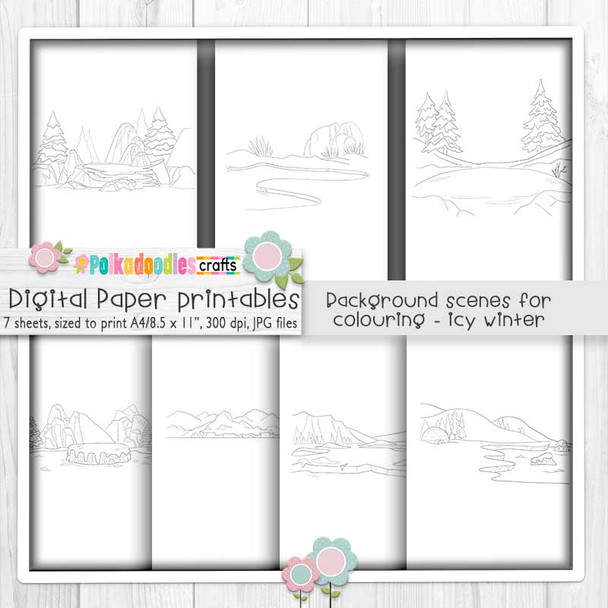 Theo Penguin Winter Snowy Days USB - printable digital stamps, card making, craft, sticker, junk journal, scrapbook