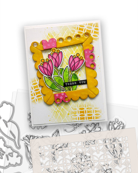 Happy Spring Sketchy Flower  'Matchables' A5 outline dies for card making, craft, scrapbooking, mixed media