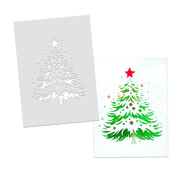 Christmas Tree Emboss-ink stencil for card making, crafts, scrapbooking.